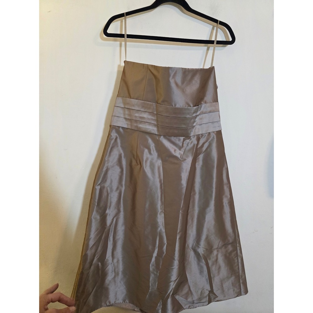 Ann Taylor Bronze‎ Satin Strapless Cocktail Dress Pleated A-Line Size 12 NWT
